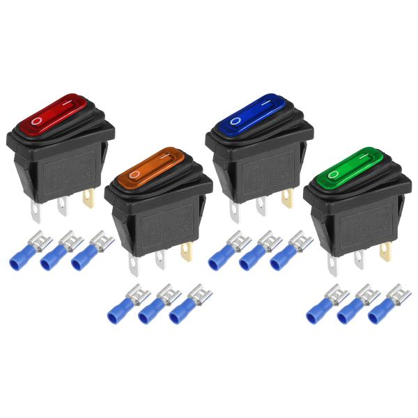 X AUTOHAUX インテリア1セットDC 12V-24V/20A LEDロッカースイッチ オンオ...