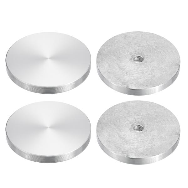 uxcell M8スレッド 60mm直径 丸形アルミディスクハードウェア4個 ガラステーブル用アルミ...