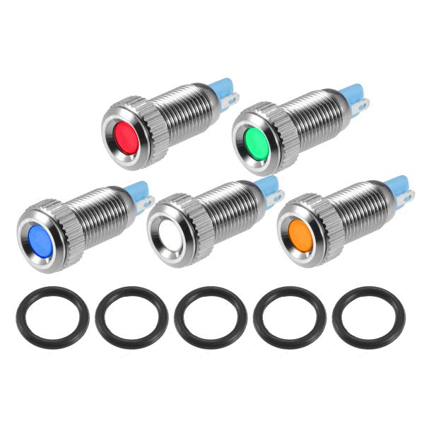xAUTOHAUx 5個LEDインジケーターライト 8mm 12V-24V シェル防水パイロットダッ...