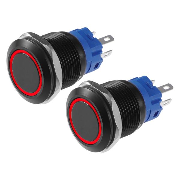 X AUTOHAUX 2個セット 19mm車載用インテリア圧力スイッチ モーメンタリープッシュボタン...