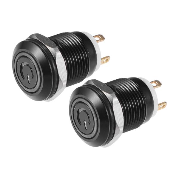 X AUTOHAUX 2個セット 12mm 内部モーメンタリープッシュボタンスイッチ メタルラウンド...