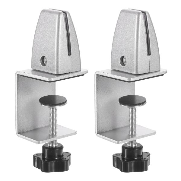 uxcell パーティションサブ ラケット 2個セット 3.2-9mm厚 シルバートーン デスクディ...