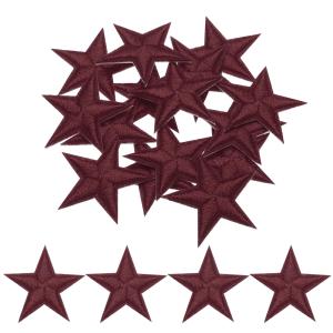 uxcell 小さな5つ星アイロンパッチ 刺繍付きハギレパッチ 衣類修理バックパック靴装飾用 2.9x2.9cm 15個入り ダークワインレッド