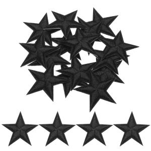 uxcell 小さな5つ星アイロンパッチ 刺繍付きハギレパッチ 衣類修理バックパックシューズ装飾用 2.9x2.9cm 15個入り 黒