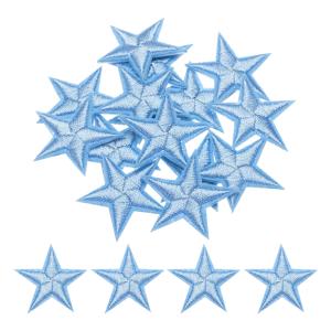 uxcell 小さな5つ星アイロンパッチ 刺繍付きワッペン アップリケ 衣類修理 シューズ装飾 2.9x2.9cm 15個入り ブルー