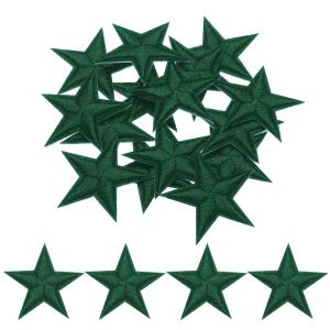 uxcell 小さな5つ星アイロンパッチ 刺繍付きハギレパッチ 衣類修理バックパック靴装飾用 2.9x2.9cm 15個入り ダーク緑