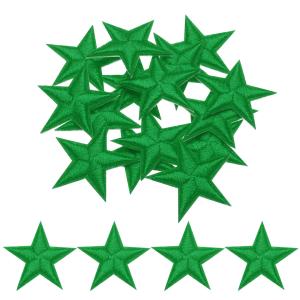 uxcell 小さな5つ星アイロンパッチ 刺繍付きハギレパッチ 衣類修理用アップリケ シューズの装飾 2.9x2.9cm 15個入り (緑)