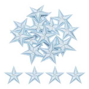 uxcell 小さな5つ星アイロンパッチ 刺繍付きハギレパッチ 衣類修理バックパック靴装飾用 2.9x2.9cm 15個入り スカイブルー