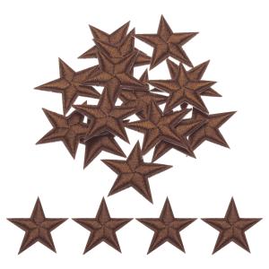 uxcell 小さな5つ星アイロンパッチ 刺繍付きハギレパッチ 衣類修理バックパックシューズ装飾用 2.9x2.9cm 15個入り 茶色