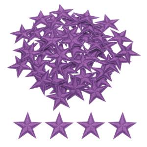uxcell 小さな5つ星アイロンパッチ 刺繍付きハギレパッチ 衣類修理バックパックシューズ装飾用 2.9x2.9cm 50個入り パープル