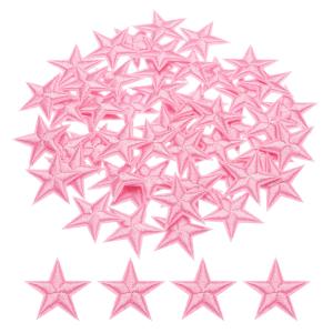 uxcell 小さな5つ星アイロンパッチ 刺繍付きハギレパッチ 衣類修理バックパックシューズ装飾用 2.9x2.9cm 50個入り ピンク
