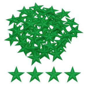 uxcell 小さな5つ星アイロンパッチ 刺繍付きハギレパッチ 衣類修理バックパックシューズ装飾用 2.9x2.9cm 50個入り 緑