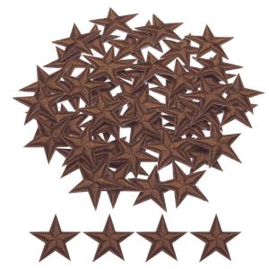 uxcell 小さな5つ星アイロンパッチ 刺繍付きハギレパッチ 衣類修理バックパックシューズ装飾用 2.9x2.9cm 50個入り 茶色