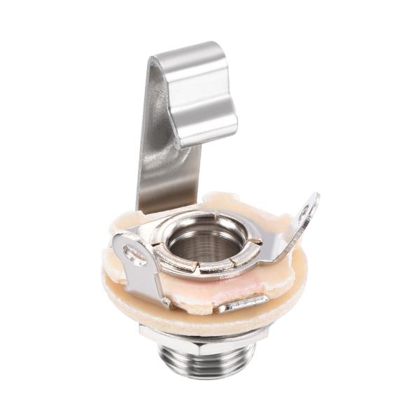 uxcell ギター用インプットジャック ステレオジャックモノパネルマウントソケット シルバー ギタ...