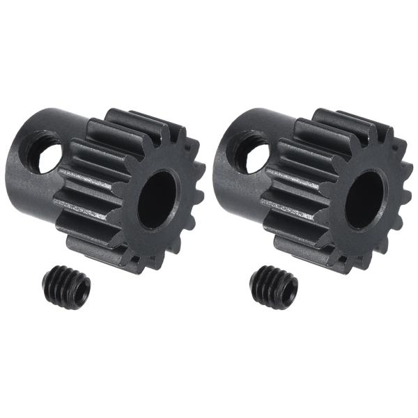 uxcell 2個 RC 32P ハードニングピニオンギア 5mm シャフト 15T モーターギア ...