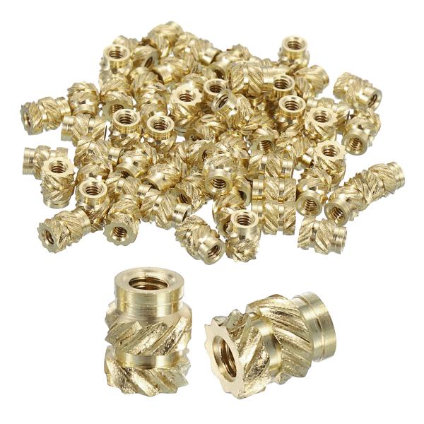 uxcell ノブ付きインサートナット 100個セット M2 x 5mm L x 4mm OD 3D...