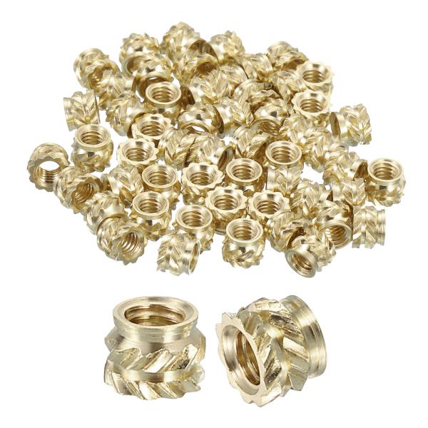 uxcell ノブ付きインサートナット 100個セット M2.5 x 3 mm L x 4mm OD...