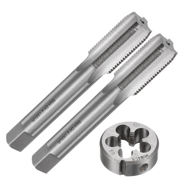 uxcell タップ＆ダイセット メトリックM16 x 1.5ねじ タップ＆丸ダイ タッピングねじ切...