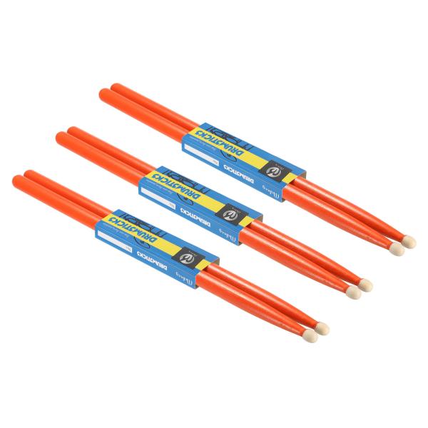 PATIKIL 3ペア メイプルウッドドラムスティック ドラミング 楽器 パーカッション用 オレンジ...