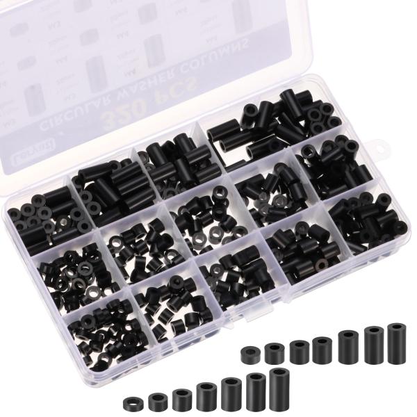 PATIKIL M3M4 ナイロンスペーサー 320個 スペーサーアソートメントスペーサースクリュー...