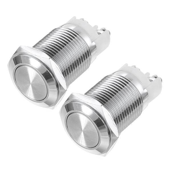 uxcell ラッチングメタルプッシュボタンスイッチ 16mm 取り付け径 1NO シルバーLEDラ...