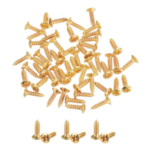 uxcell 50個3mm エレキギターベースピックガード用ネジ SQ ST TLギター用 金