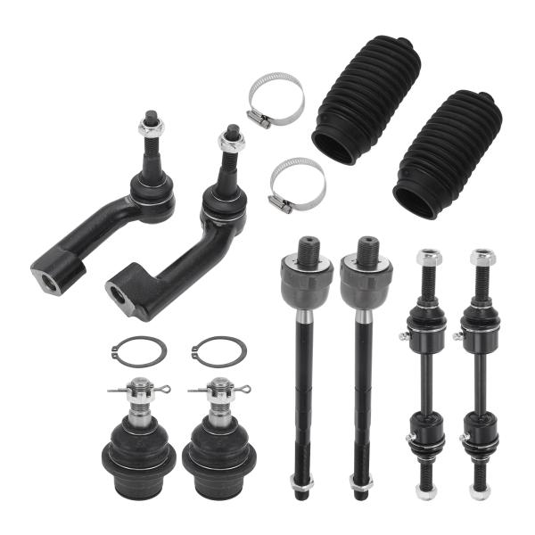 X AUTOHAUX 10個のフロントサスペンションキット インナーアウタータイロッドエンド フロン...