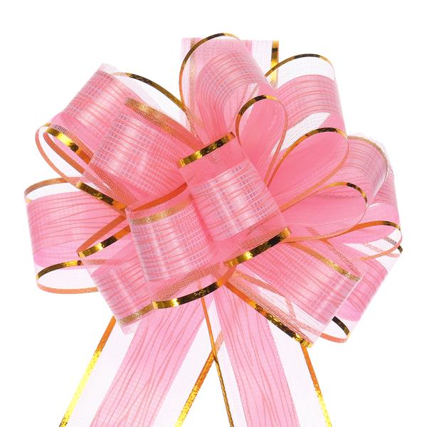 uxcell 5個セット 7"大型プルボウ ギフトラッピングリボン オーガ ンザボウ ピンク プレゼ...