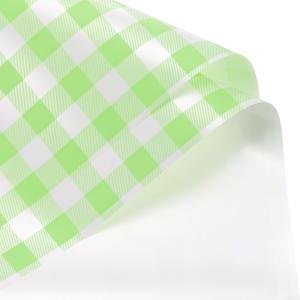 uxcell 花包装紙 防水フローラルラップ チェック柄 ライト緑 ギフトパッケージ ブーケパッケージ 22.8x22.8インチ 20枚入り
