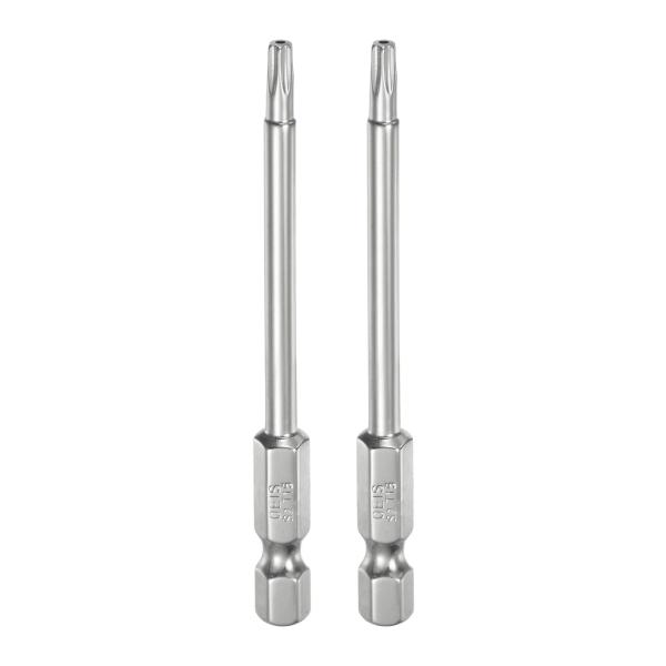 uxcell 2個 T15セキュリティトルクスビット1/4"ヘックスシャンク3"ロングS2鋼磁気タン...