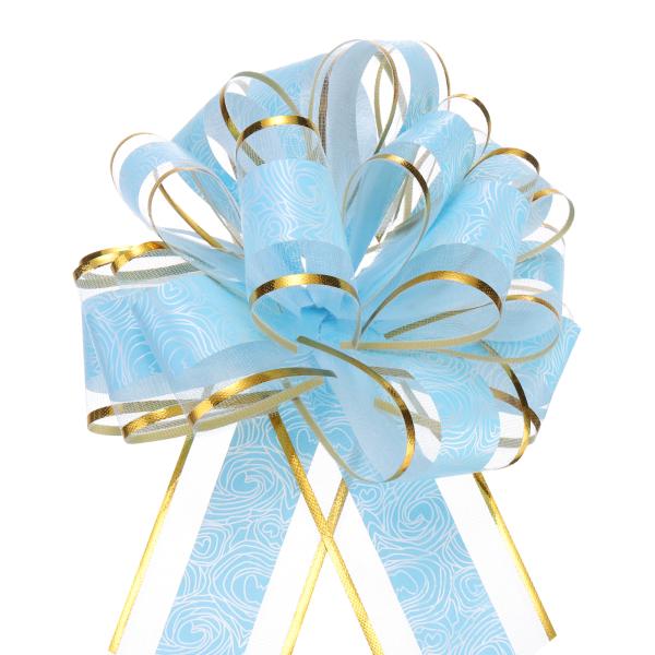 uxcell 10個 6" 大型プルボウ ギフトラッピングリボン ライトブルー 結婚式用