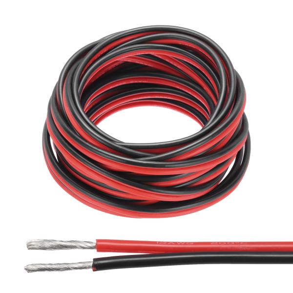 uxcell 10ゲージワイヤー2芯電線29.5FT赤黒ケーブルめっき銅/柔軟/シリコンストランドコ...