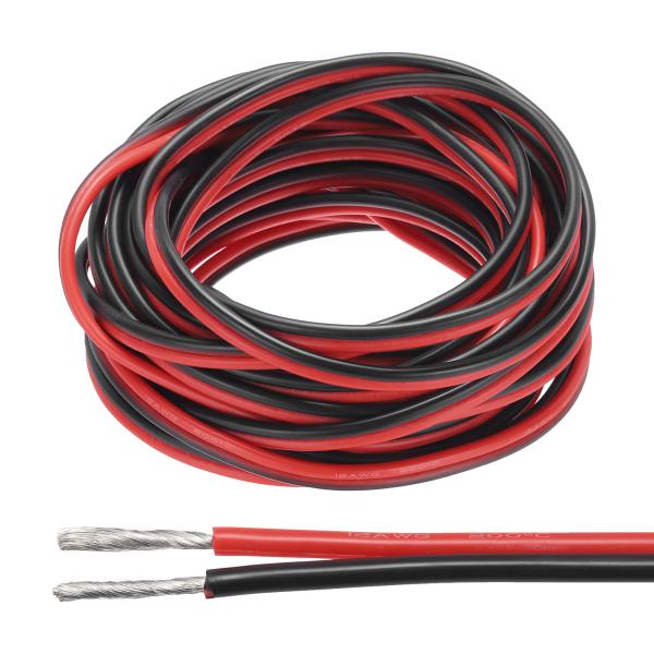 uxcell 12ゲージワイヤー2コンダクター電線29.5FT赤黒ケーブルめっき銅/柔軟/シリコンス...
