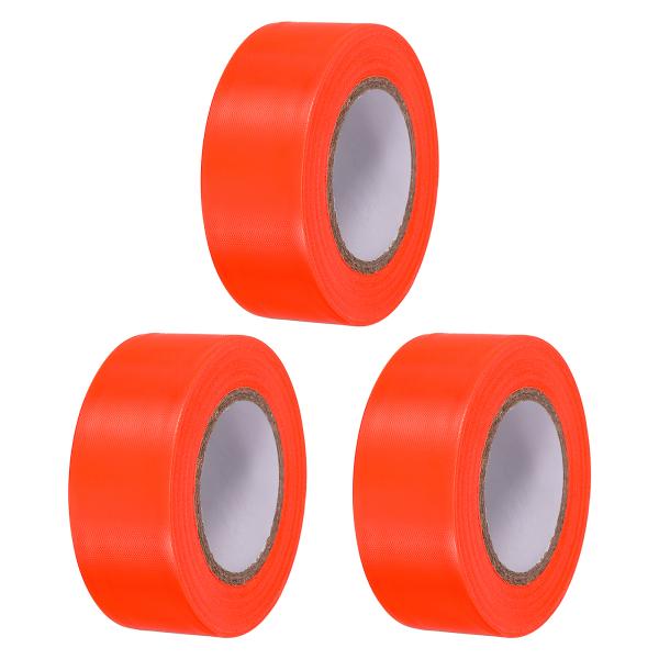PATIKIL フラッグテープ 1.2"x148' 3パック PVC 非粘着性ネオンマーキングテープ...