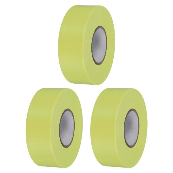 PATIKIL フラッグテープ 30 mm x 45 M 3個 PVC 非粘着性 ネオンマーキングテ...