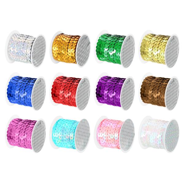 uxcell フラットスパンコールストリップ 6 mm スパングル スパンコール ストリング スプー...