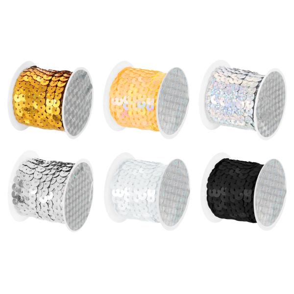 uxcell フラットスパンコールストリップ 6 mm パイエットストリング スプール ロール 縫製...