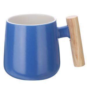 uxcell セラミックコーヒーマグ 12.85オンス シンプルな木製ハンドル 大きなコーヒーマグ 手作りセラミックティーカップ ラテ コーヒー ティ
