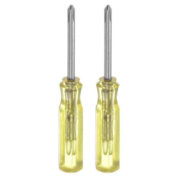 uxcell 2個PH0ミニプラスドライバー2mm磁気クロスヘッド45mm長さ小型家電修理用 イエロ...