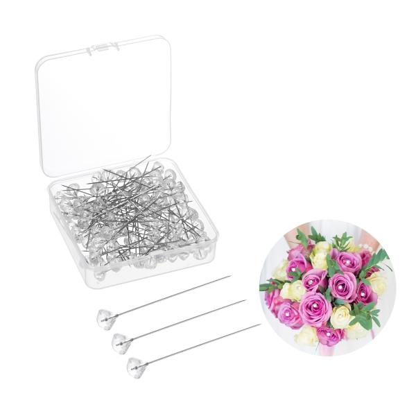 M METERXITY 100個入りコサージュブトンニエピン 2.5"（6.4cm）クリアダイヤモン...