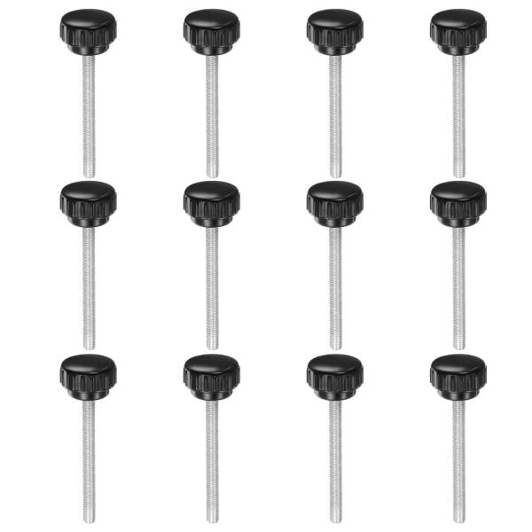 uxcell 12個入り ミゾ付クランプノブ M6×60mm メートルねじ 亜鉛メッキ炭素鋼 雄ねじ...