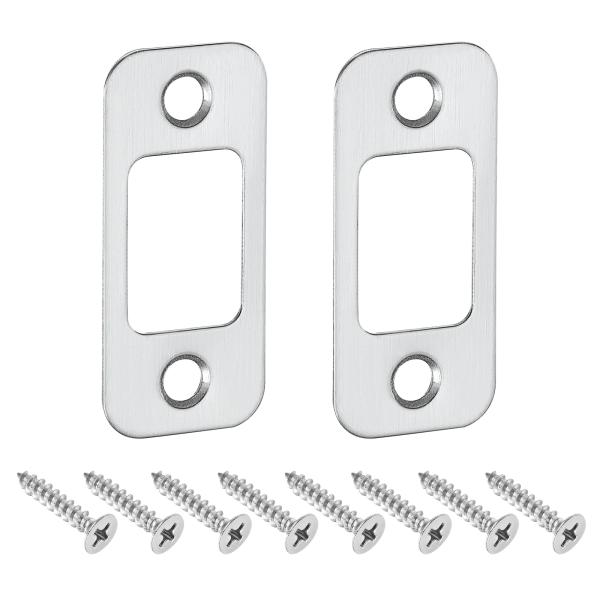 uxcell 2個 ドアストライクプレート 57mm x 25.5mm ステンレススチール ラッチ ...