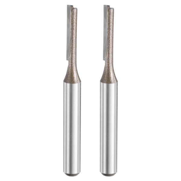 uxcell 1/4"シャンク5/32"切削径 ストレートルータービット2個セット 2本刃0.79"...