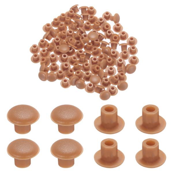 uxcell 100個のプラスチックホールプラグ5mmダルレッドスクリューキャップカバースナップイン...
