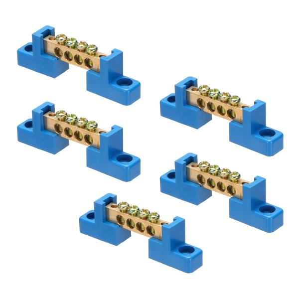 uxcell 5個のグラウンドバスバーターミナルグラウンディングバー銅合金4ポジショングラウンディン...