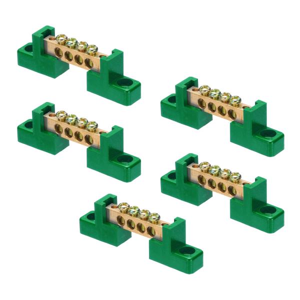 uxcell 5個のグラウンドバスバーターミナルグラウンディングバー銅合金4ポジショングラウンディン...