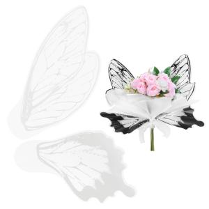 M METERXITY 40枚の蝶々と花柄の花束用ラッピングペーパー 20 x 22インチのシルバートーン防水フローラルラッピングペーパー ウェディン