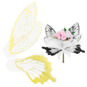 M METERXITY 40枚の蝶々と花柄の花束用ラッピングペーパー 20 x 22インチのゴー ルドトーン防水フローラルラッピングペーパー ウェディ