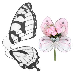 M METERXITY 20シートの蝶々と花柄のブーケ用ラッピングペーパー 20 x 22インチのホワイトブ ラ ック防水フローラルラッピングペーパー