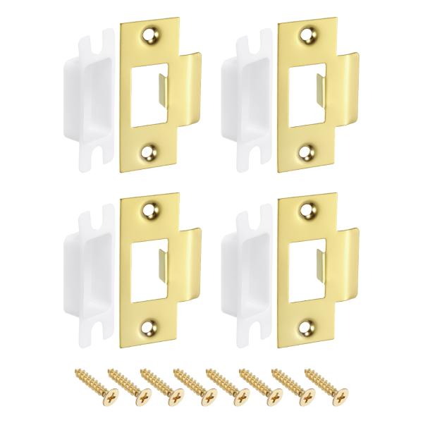 uxcell 4セットのドアストライクプレート 39mm x 68mmステンレス鋼ラッチデッドボルト...